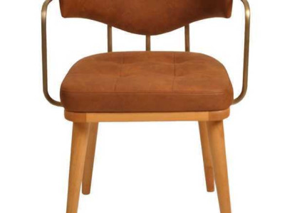 Luxury Dining room Orange Modern Wooden Chair Designer Single Seat Recliner Chair